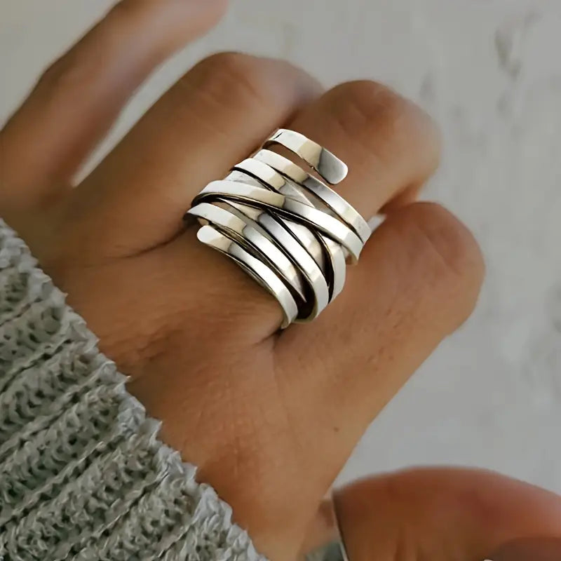 Elegancka Vintage Srebrna Pierścionek