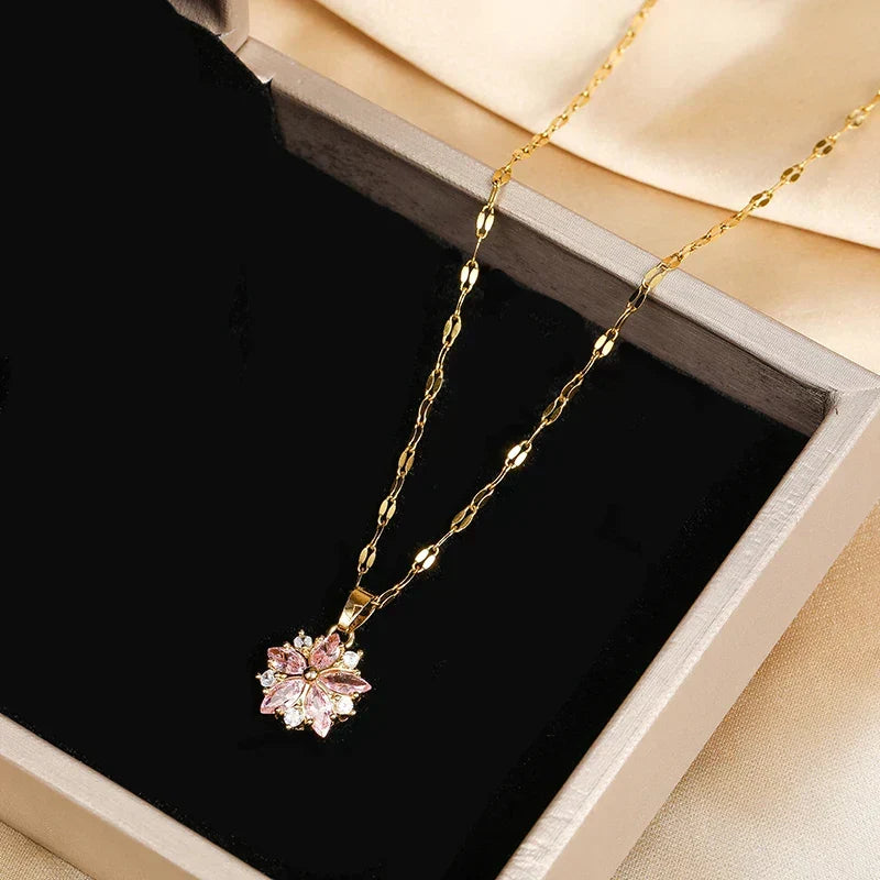 Naszyjnik Sakura Rose Romantique ze Stali Nierdzewnej