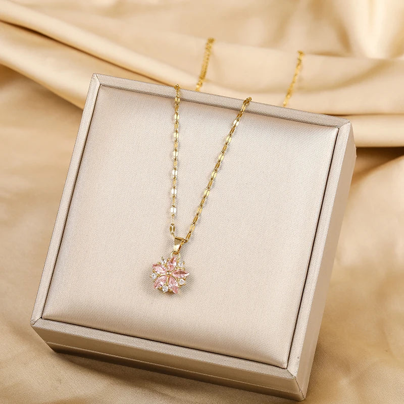 Naszyjnik Sakura Rose Romantique ze Stali Nierdzewnej