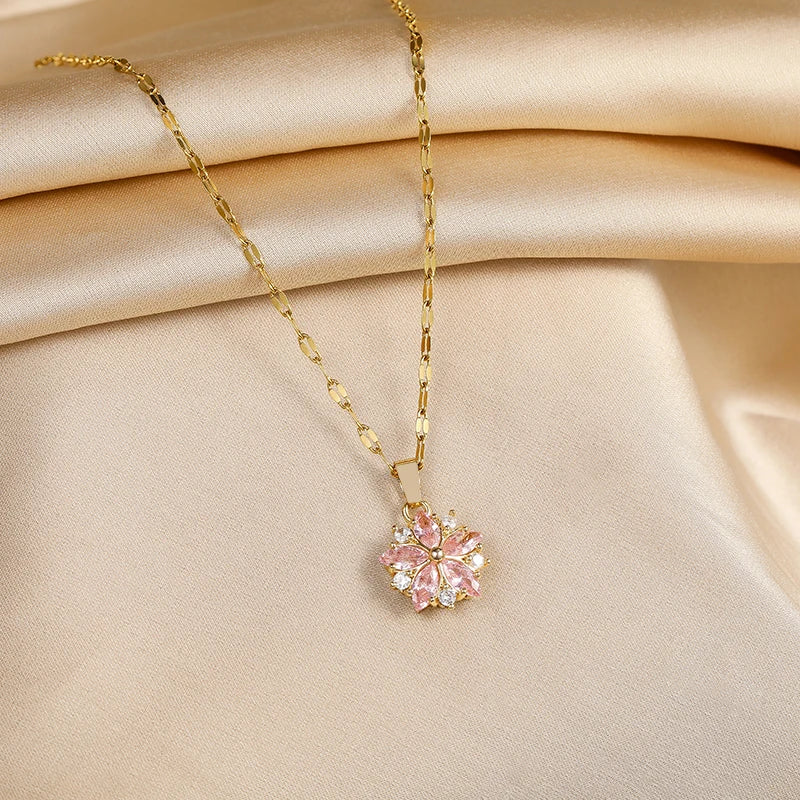 Naszyjnik Sakura Rose Romantique ze Stali Nierdzewnej