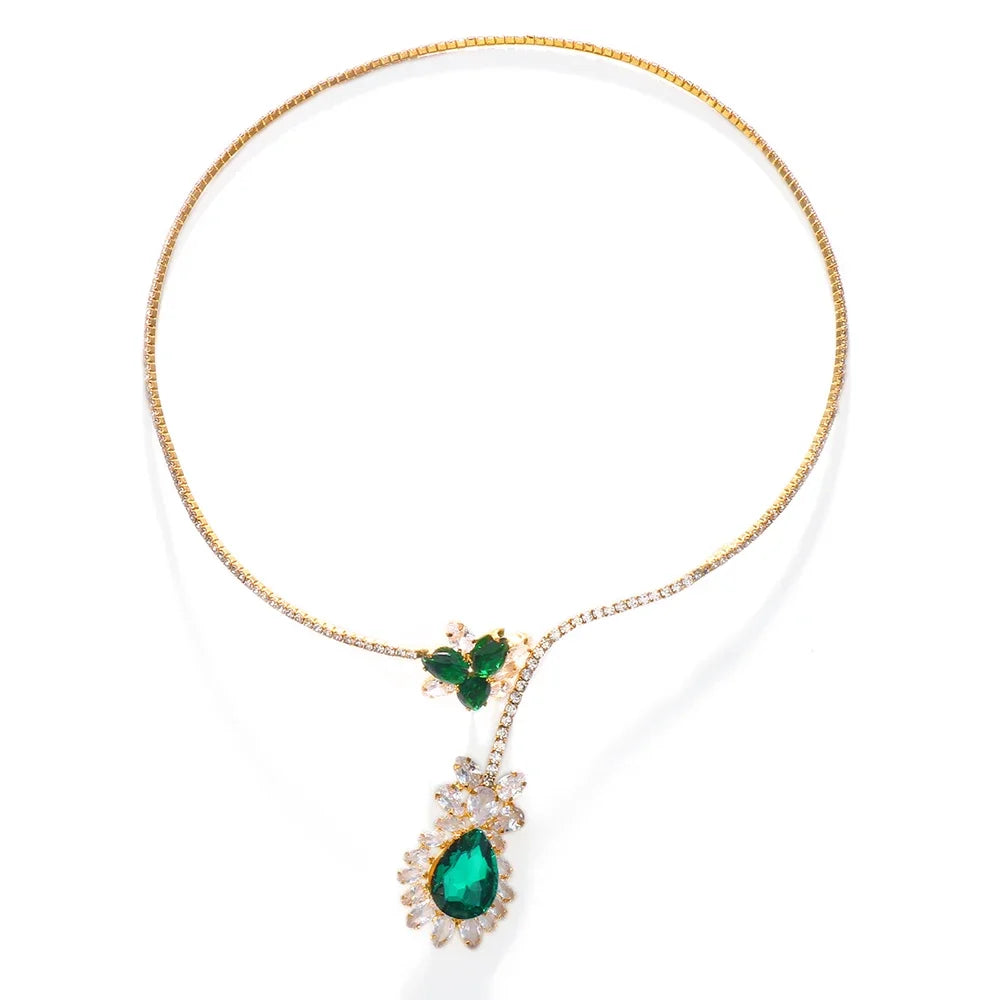 Vintage Collier Kwiatowy z Szmaragdem