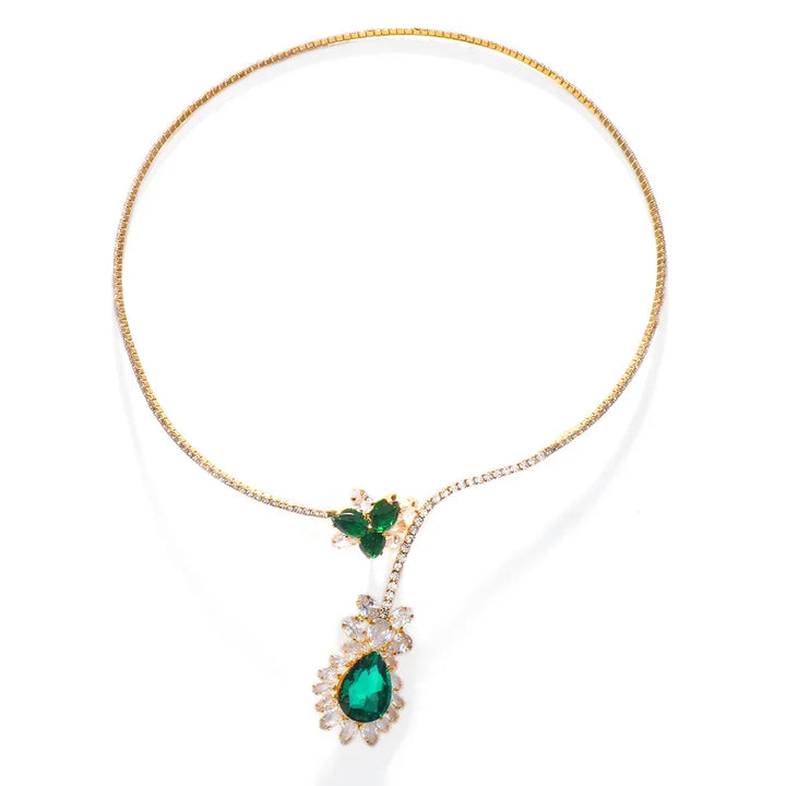 Vintage Collier Kwiatowy z Szmaragdem
